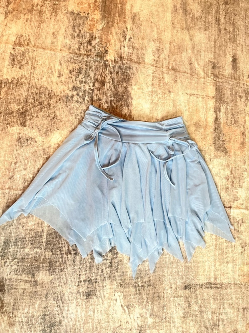 Light Blue Mini Skirt with Handkerchief Hem